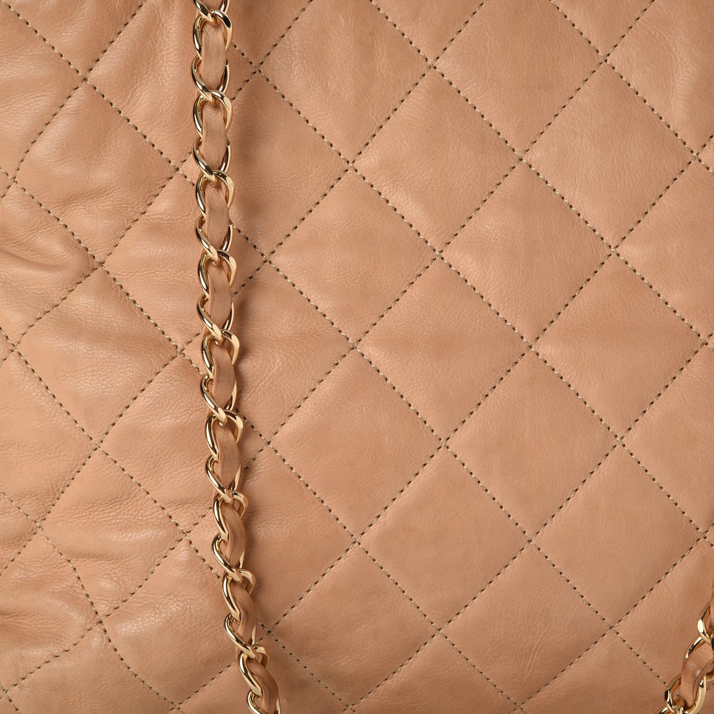 Calfskin Quilted Small Chain Me Tote Light Beige
