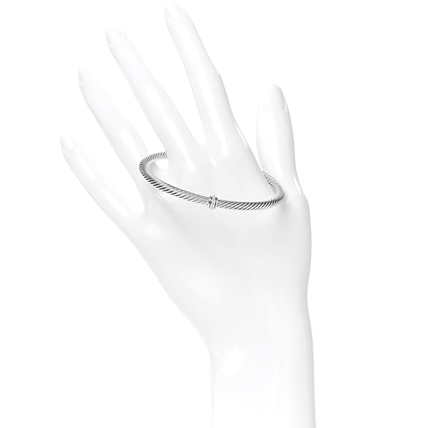 Sterling Silver Diamond 4mm Cable Classics Single Station Bracelet