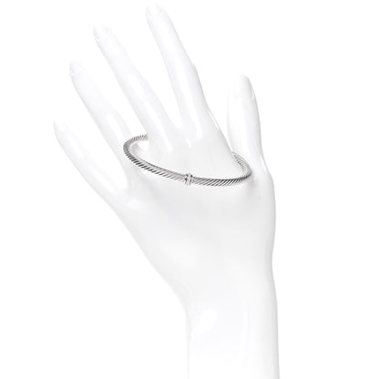 David Yurman Sterling Silver Diamond 4mm Cable Classics Single Station Bracelet 2 of 5