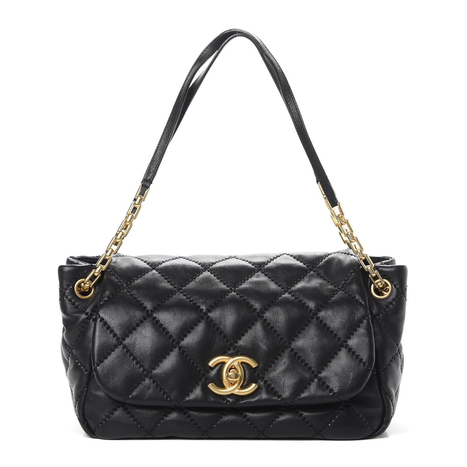 Chanel Calfskin Quilted Retro Chain Flap Black 1 of 13