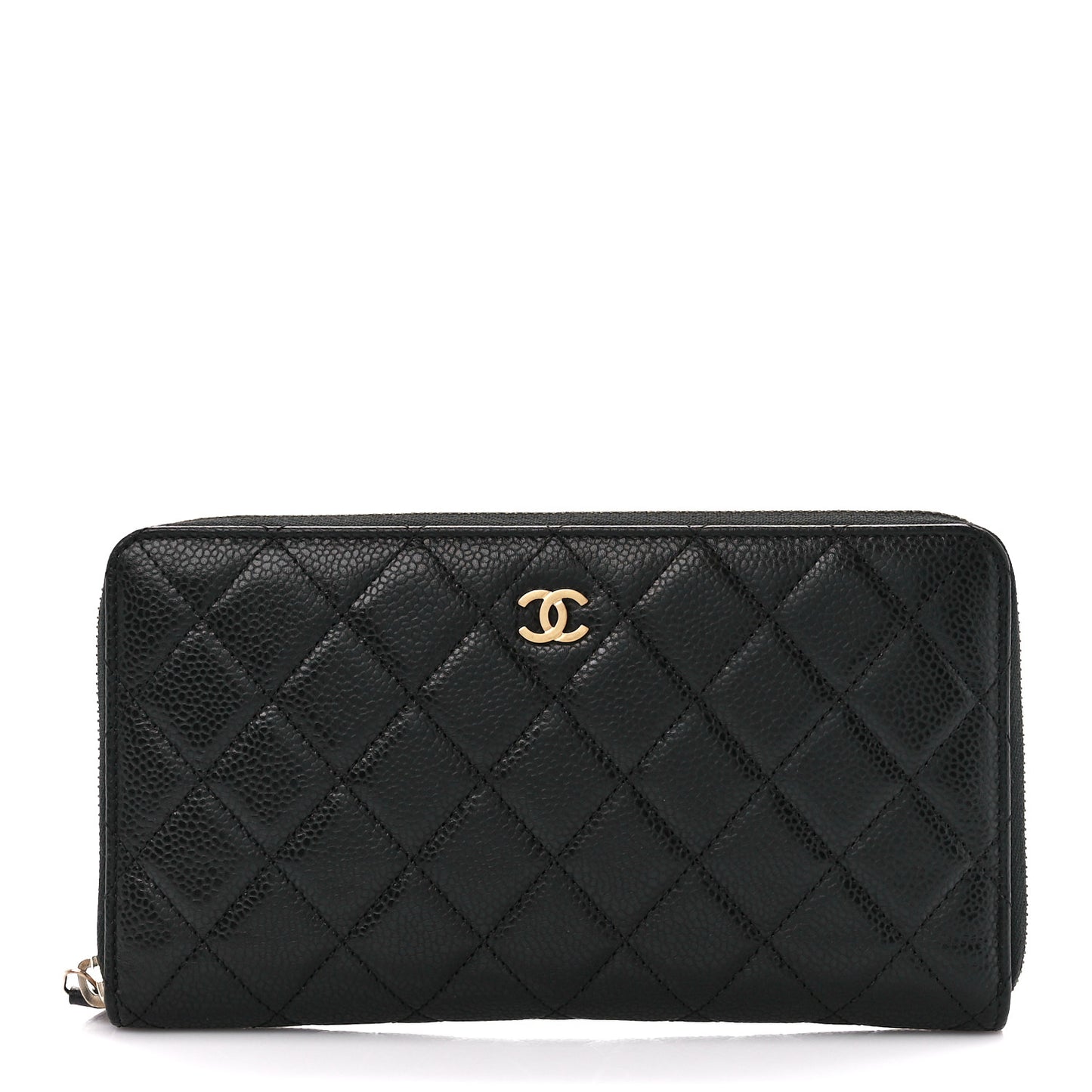 Caviar Quilted Large Zip Around Organizer Wallet Black