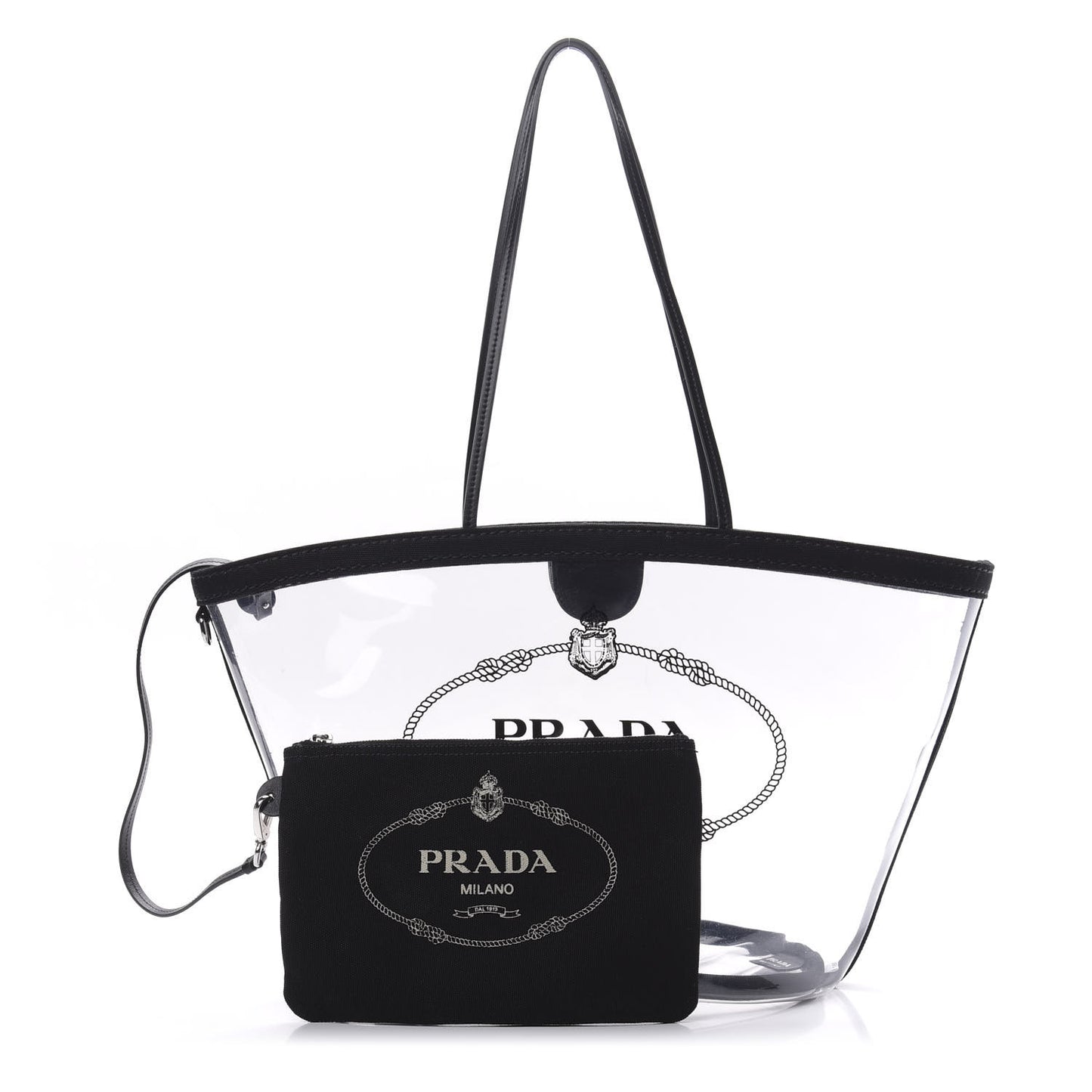 Plexiglass Calfskin Small Shopper Tote Black