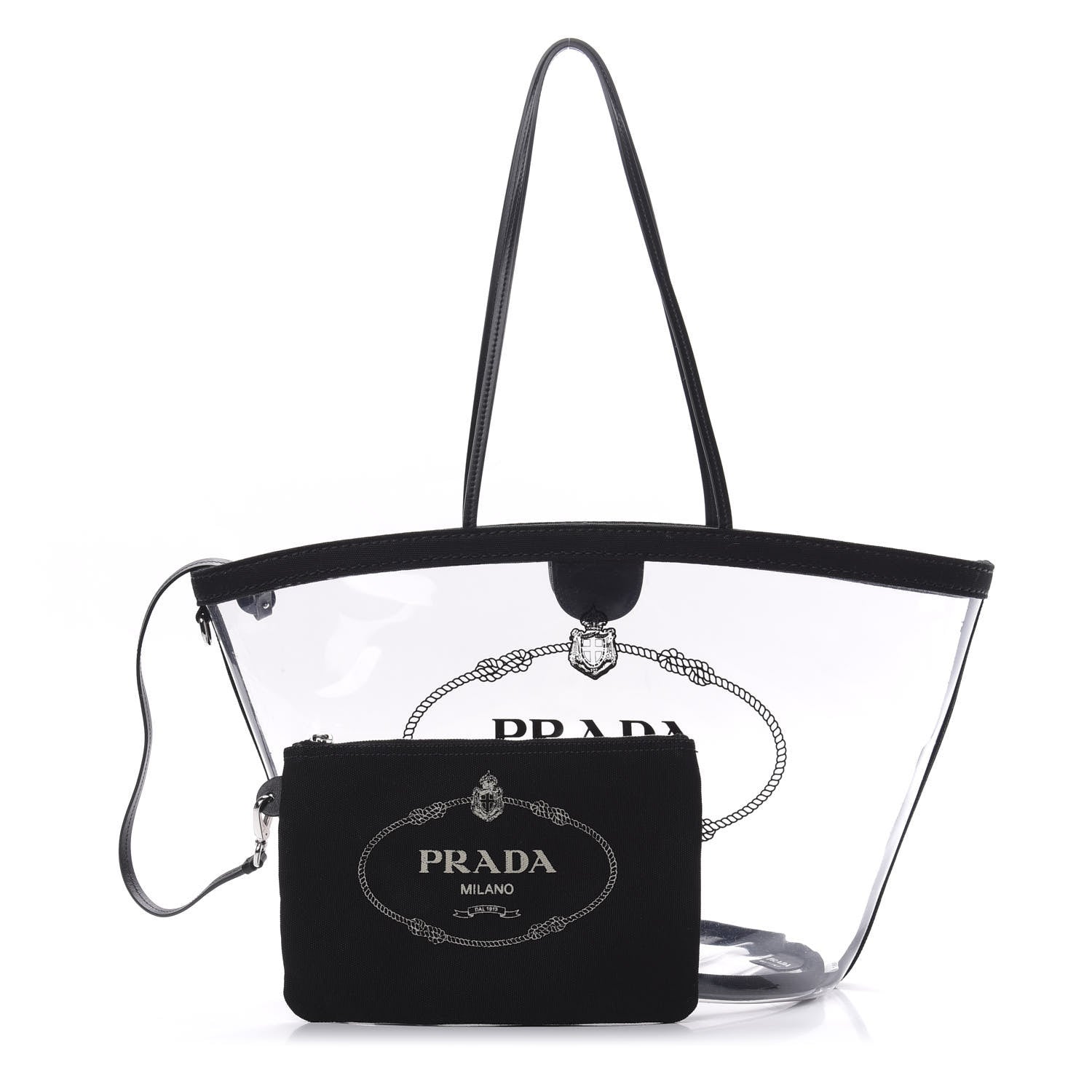 Prada Plexiglass Calfskin Small Shopper Tote Black 1 of 11
