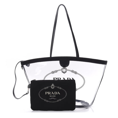 Prada Plexiglass Calfskin Small Shopper Tote Black 1 of 11
