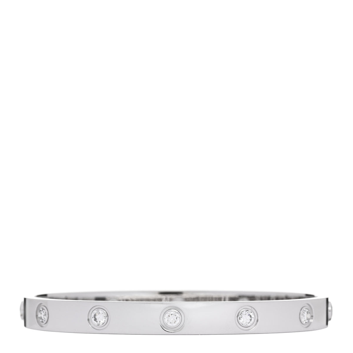 Cartier 18K White Gold 10 Diamond LOVE Bracelet 16 2 of 7