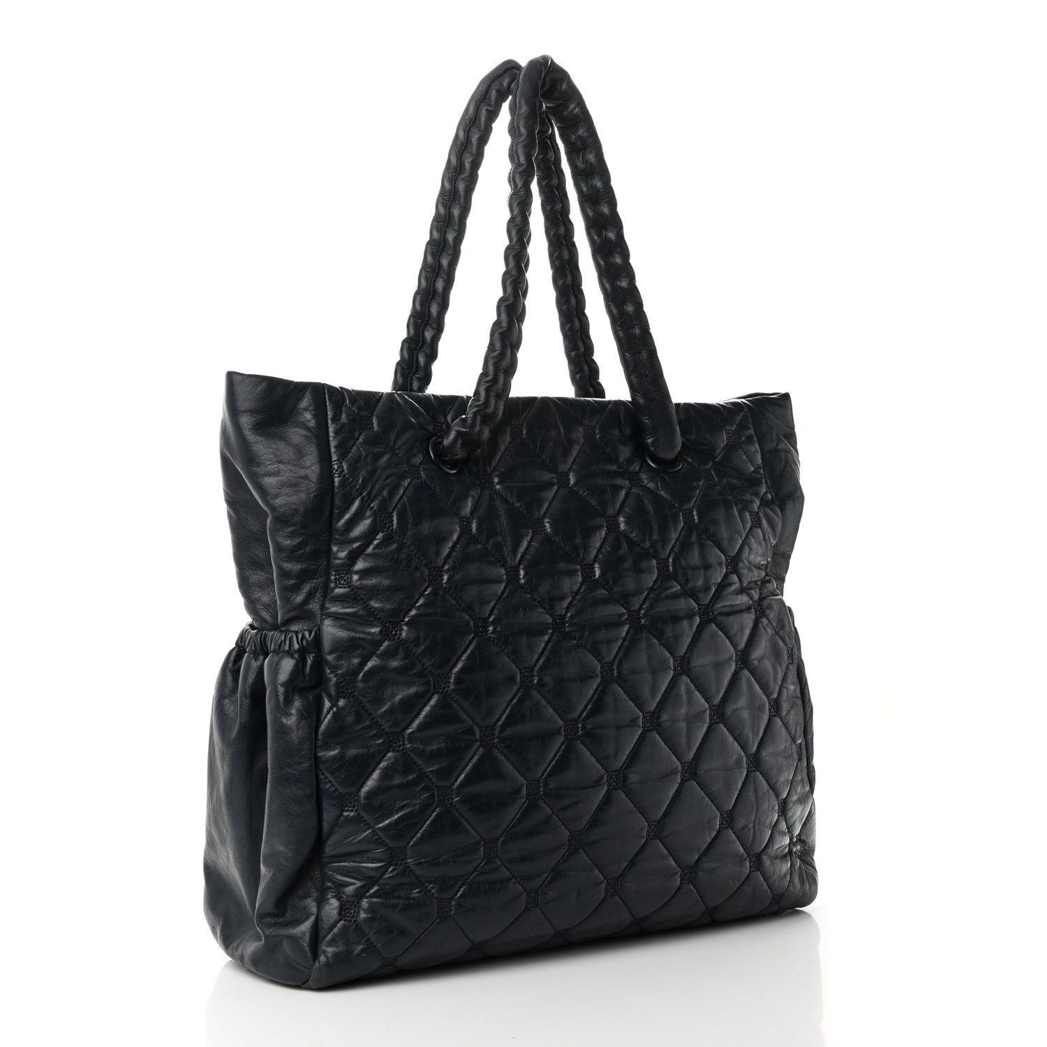 Chanel Lambskin Quilted Hidden Chain Tote Navy 3 of 10