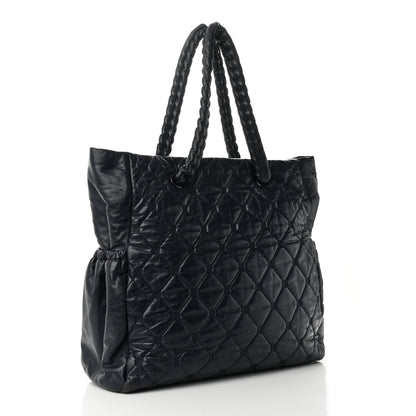 Chanel Lambskin Quilted Hidden Chain Tote Navy 3 of 10