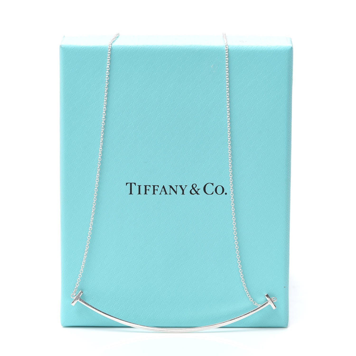 Tiffany Sterling Silver Large T Smile Pendant Necklace 6 of 6