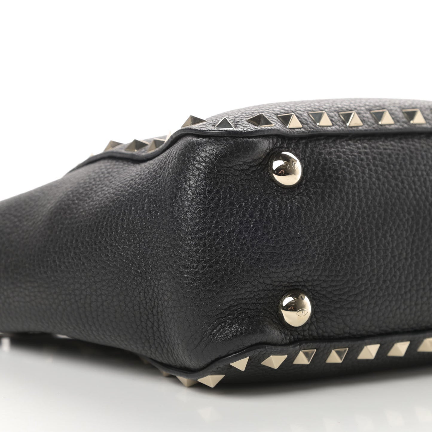 Pebbled Calfskin Mini Rockstud Tote Black