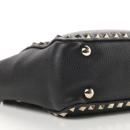 Valentino Garavani Pebbled Calfskin Mini Rockstud Tote Black 8 of 10
