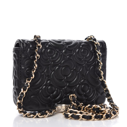 Chanel Lambskin Camellia Embossed Chain Belt Bag Black 3 of 11