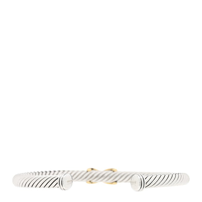 David Yurman Sterling Silver 14K Yellow Gold 5mm X Station Cable Bracelet 2 of 3
