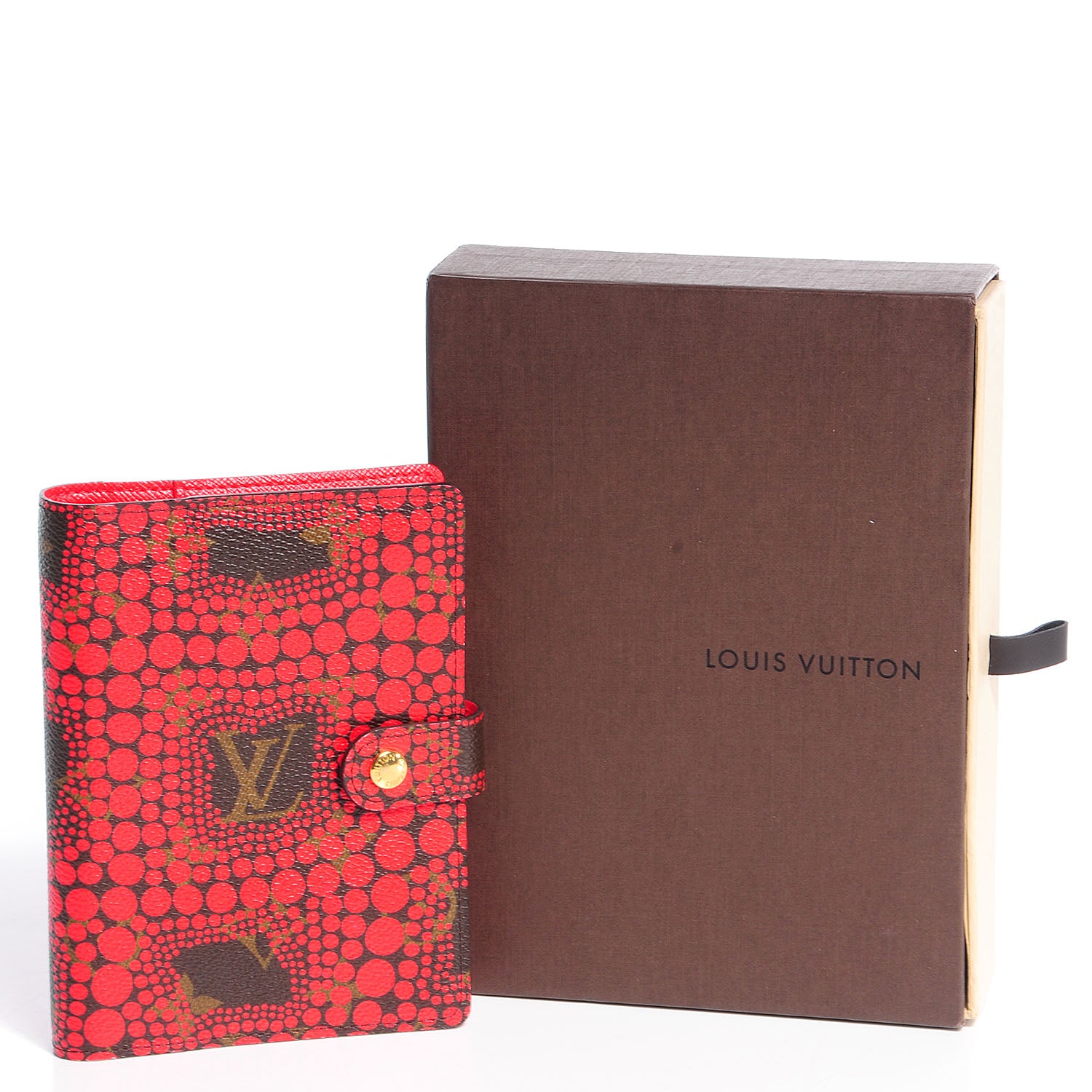 Louis Vuitton Monogram Kusama Town Small Ring Agenda Cover Red 5 of 8