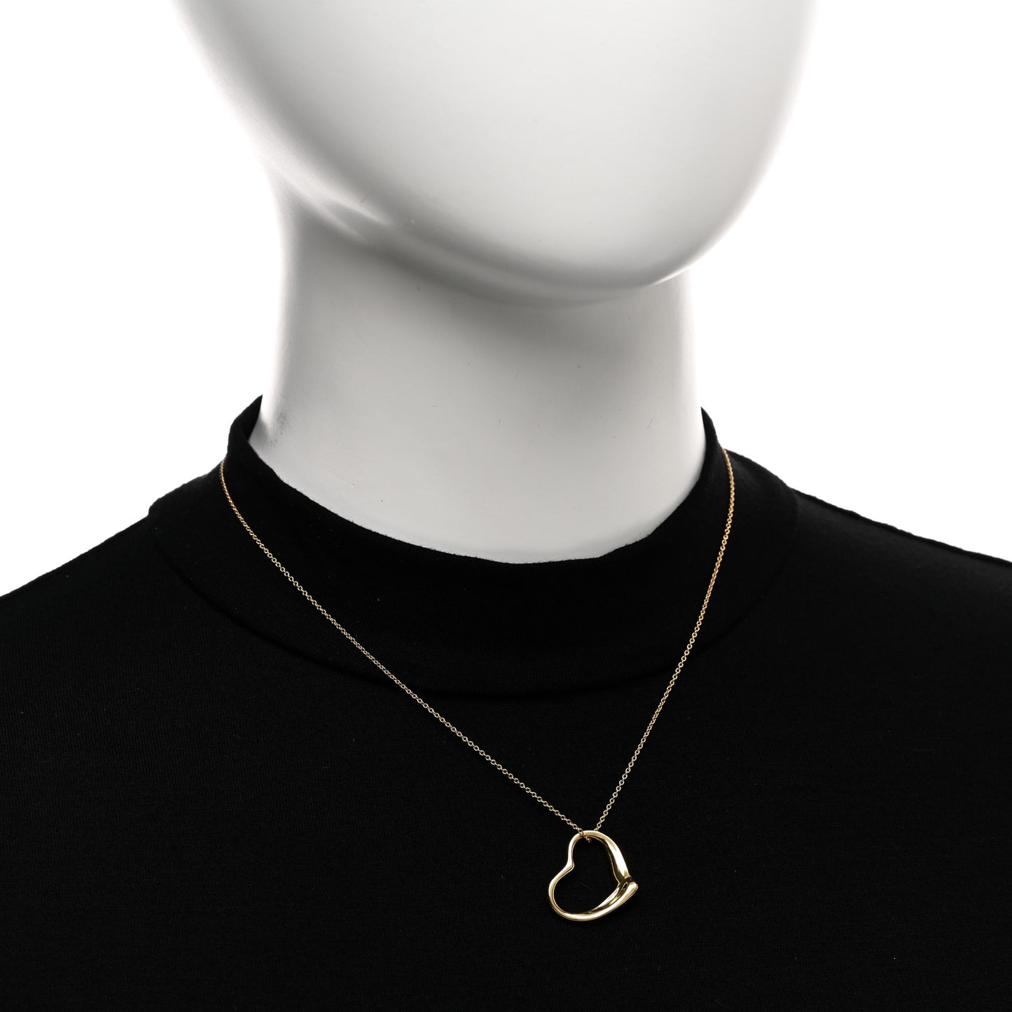 18K Yellow Gold 22mm Elsa Peretti Open Heart Pendant Necklace