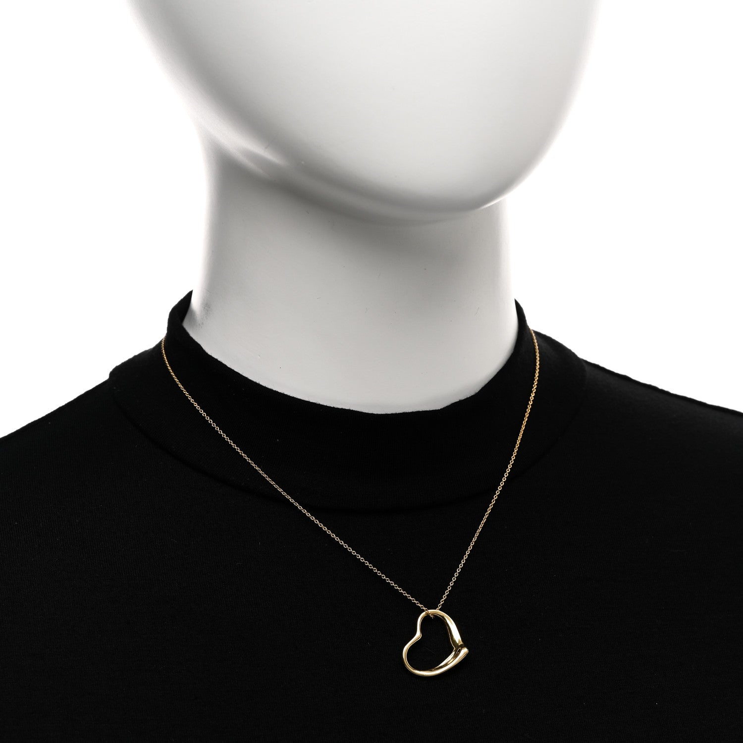 Tiffany 18K Yellow Gold 22mm Elsa Peretti Open Heart Pendant Necklace 2 of 5