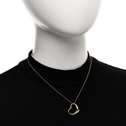 Tiffany 18K Yellow Gold 22mm Elsa Peretti Open Heart Pendant Necklace 2 of 5