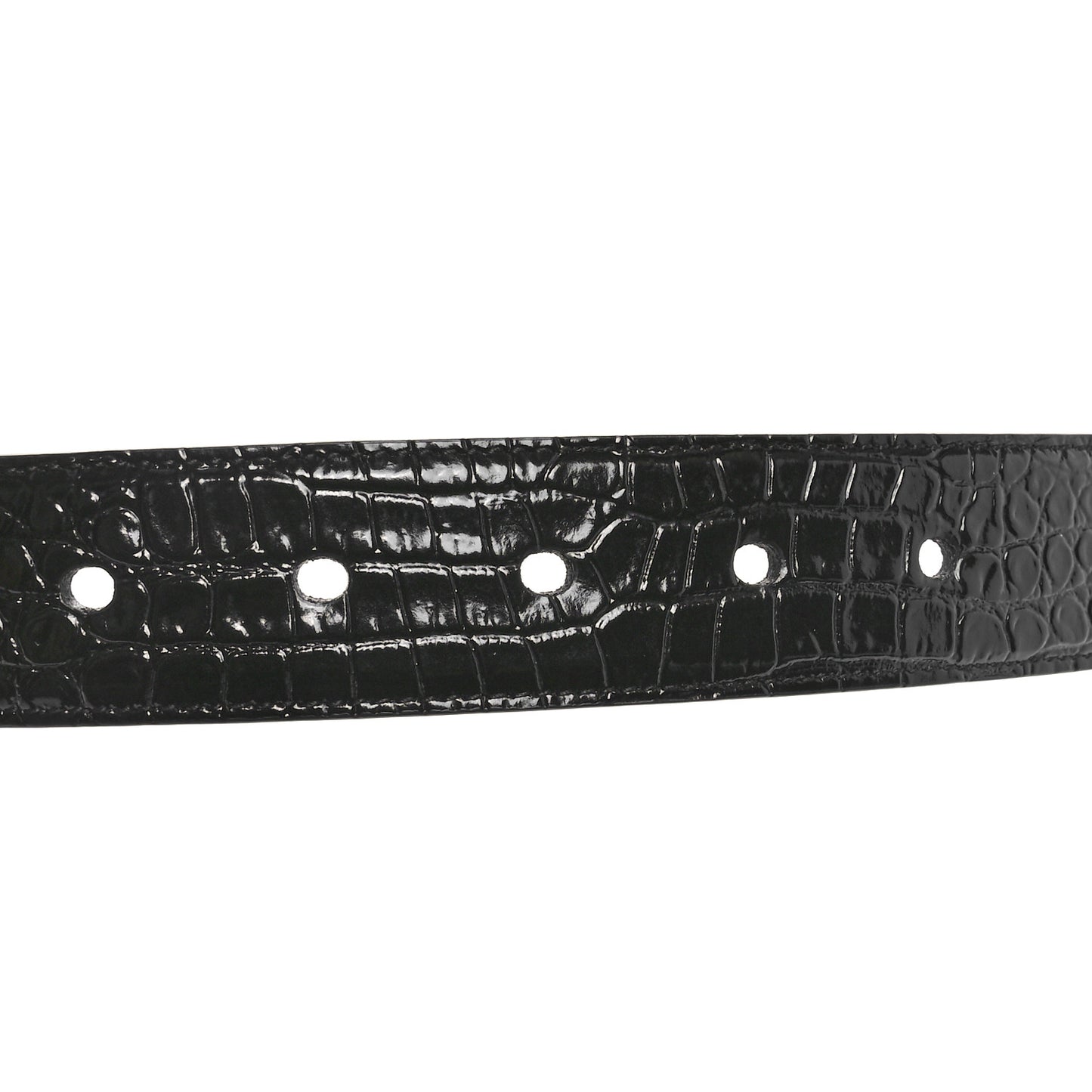 Calfskin Crocodile Embossed Monogram Square Buckle Belt 75 30 Black