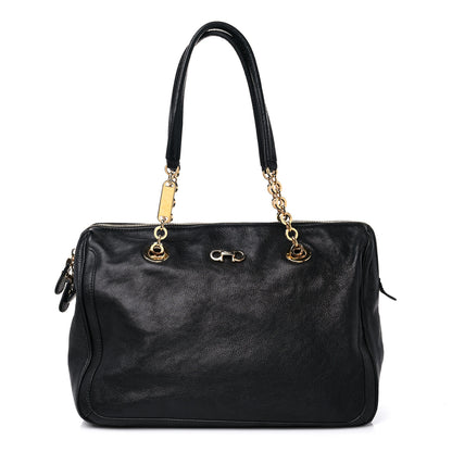 Salvatore Ferragamo Calfskin Fanya Chain Tote Black 1 of 12