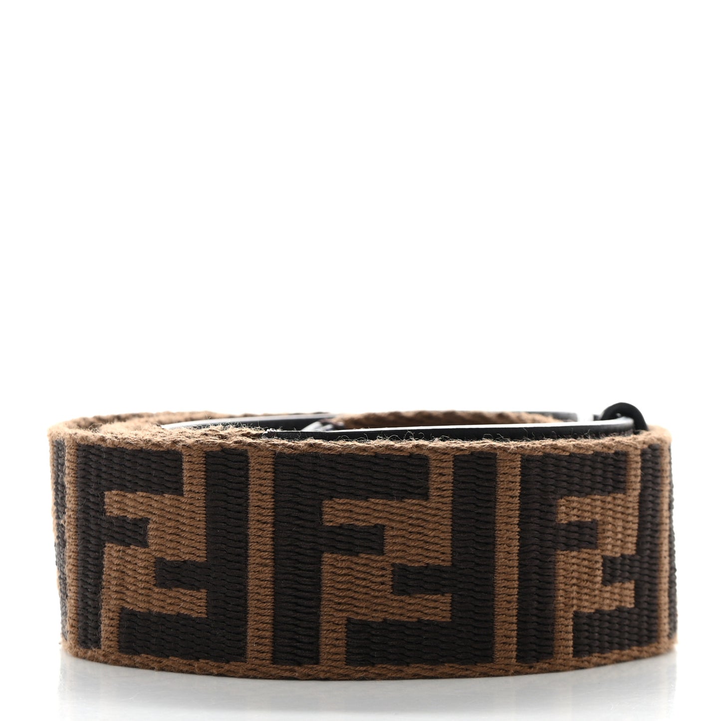 Ribbon Vitello Century FF 1974 Flat Studded Strap You Fango Marrone Ebano