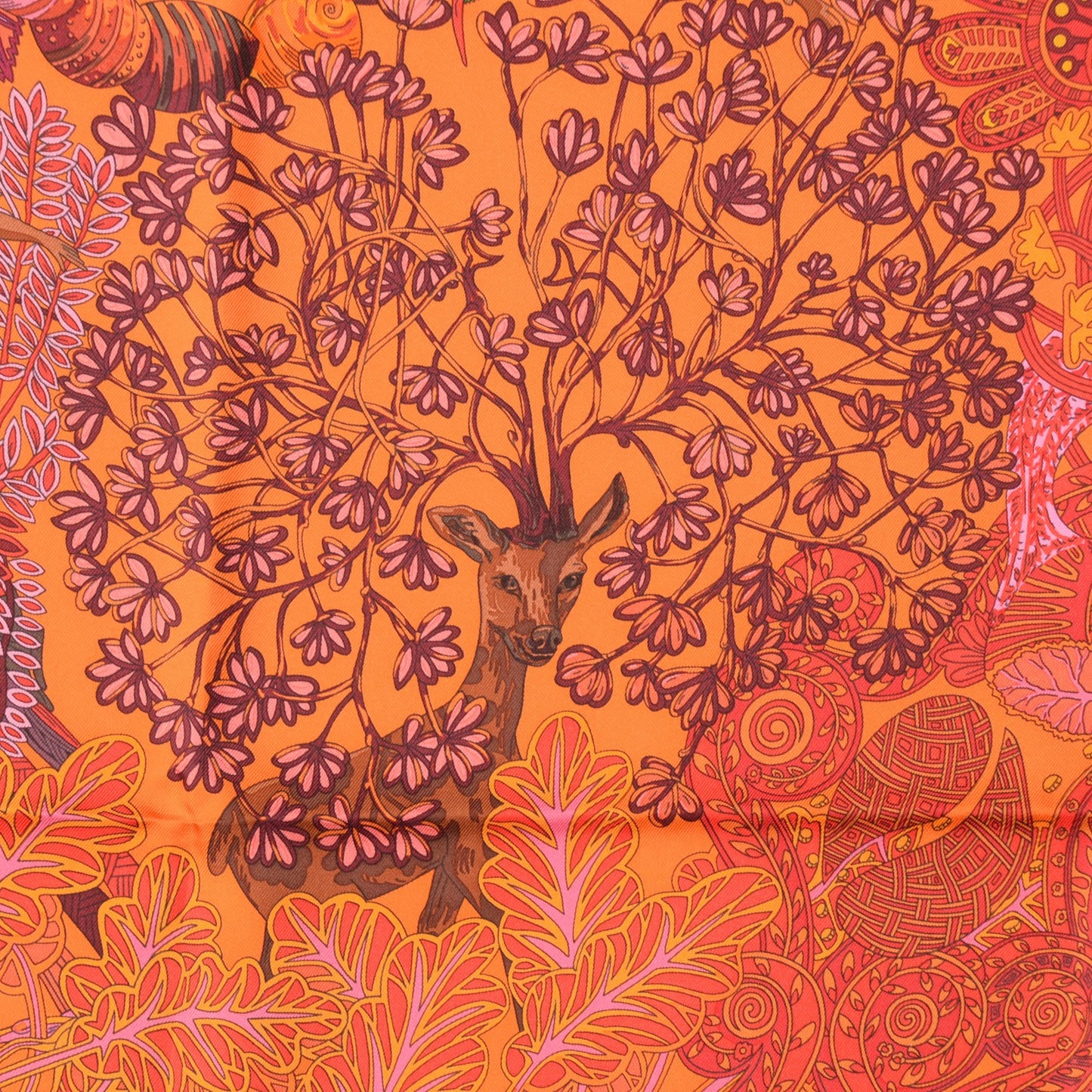 Silk Mythes et Metamorphoses Scarf 90 Orange Rose Vif Brique