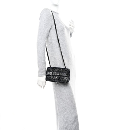 Chanel Sequin Mini Rectangular Single Flap Black Silver 2 of 11