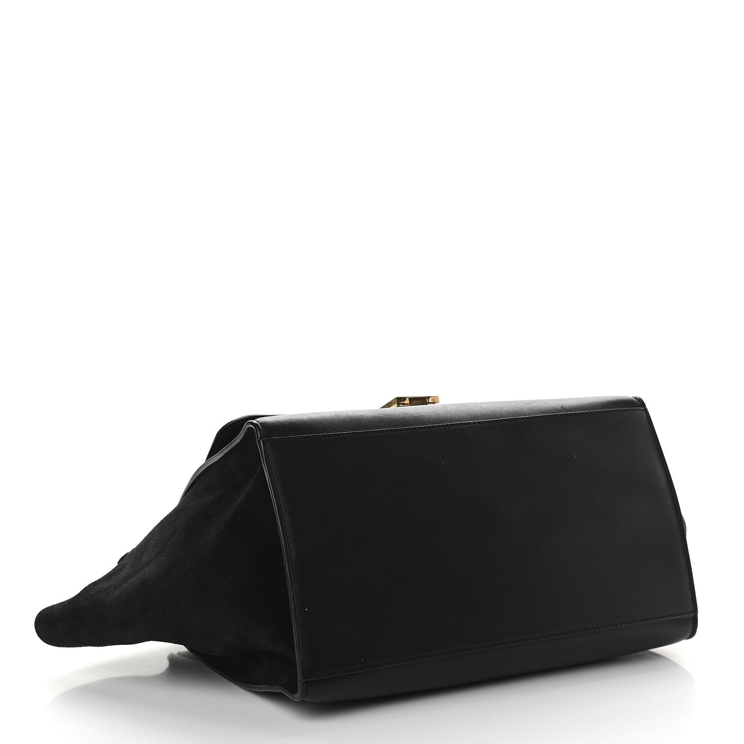 Celine Crocodile Embossed Calfskin Suede Medium Trapeze Black 5 of 9