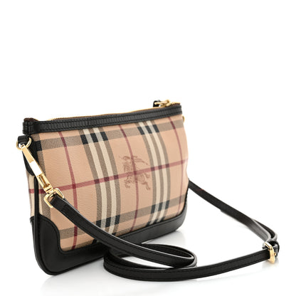 Burberry Haymarket Check Small Peyton Crossbody Clutch Bag Chocolate 3 of 11