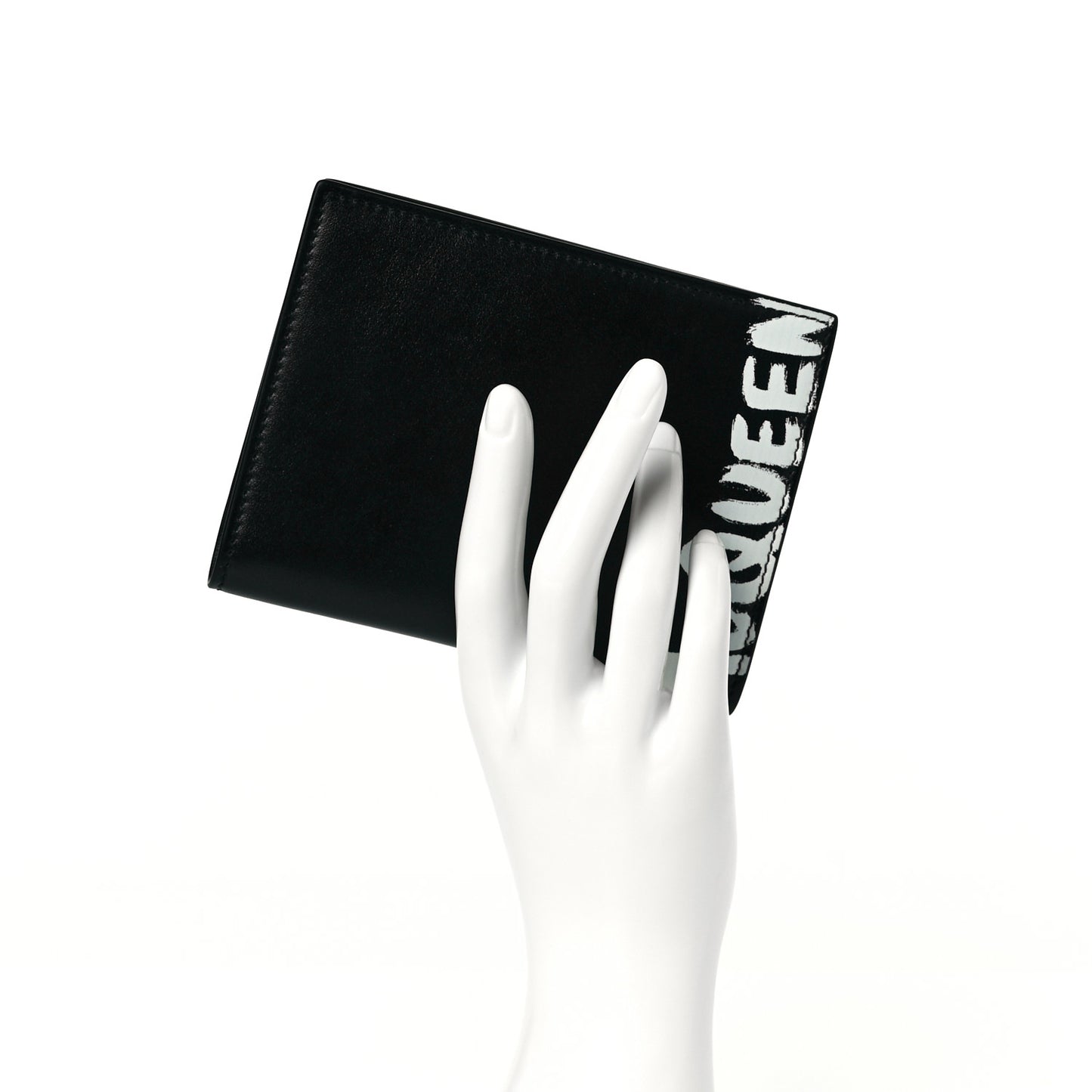 Calfskin Graffiti Logo Card Holder Black