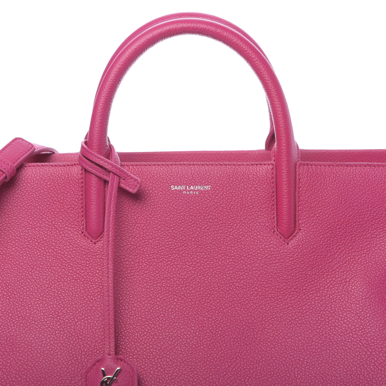 Saint Laurent Grained Calfskin Small Cabas Rive Gauche Bubblegum 9 of 9