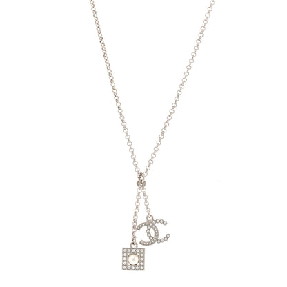 Chanel Ruthenium Crystal Square CC Lariat Necklace 1 of 5