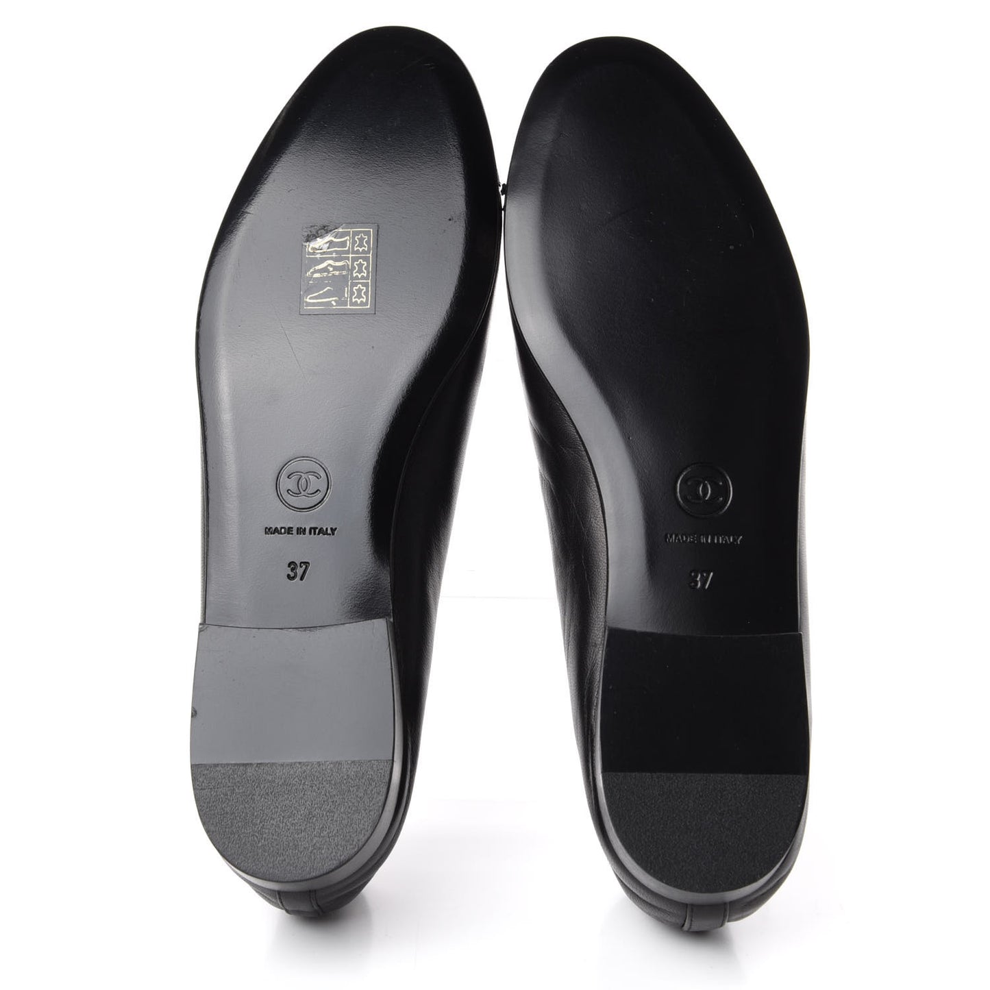 Lambskin Patent Cap Toe Ballerina Flats 37 Black