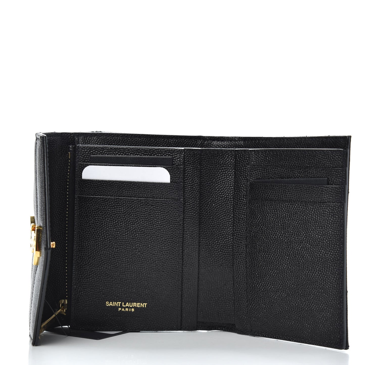Grain De Poudre Matelasse Chevron Monogram Compact Tri Fold Wallet Black