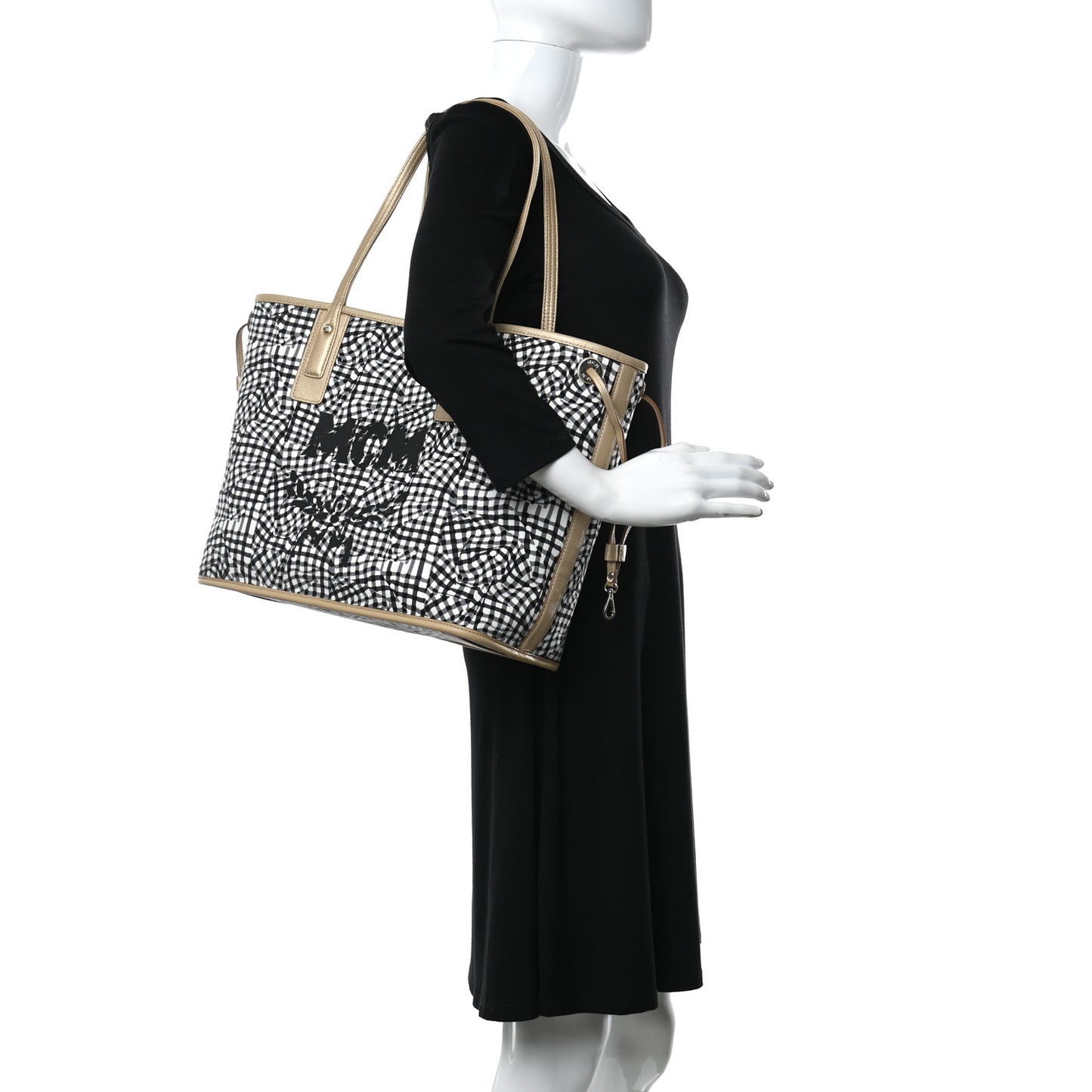 Metallic Visetos Medium Liz Reversible Shopper Tote Gold