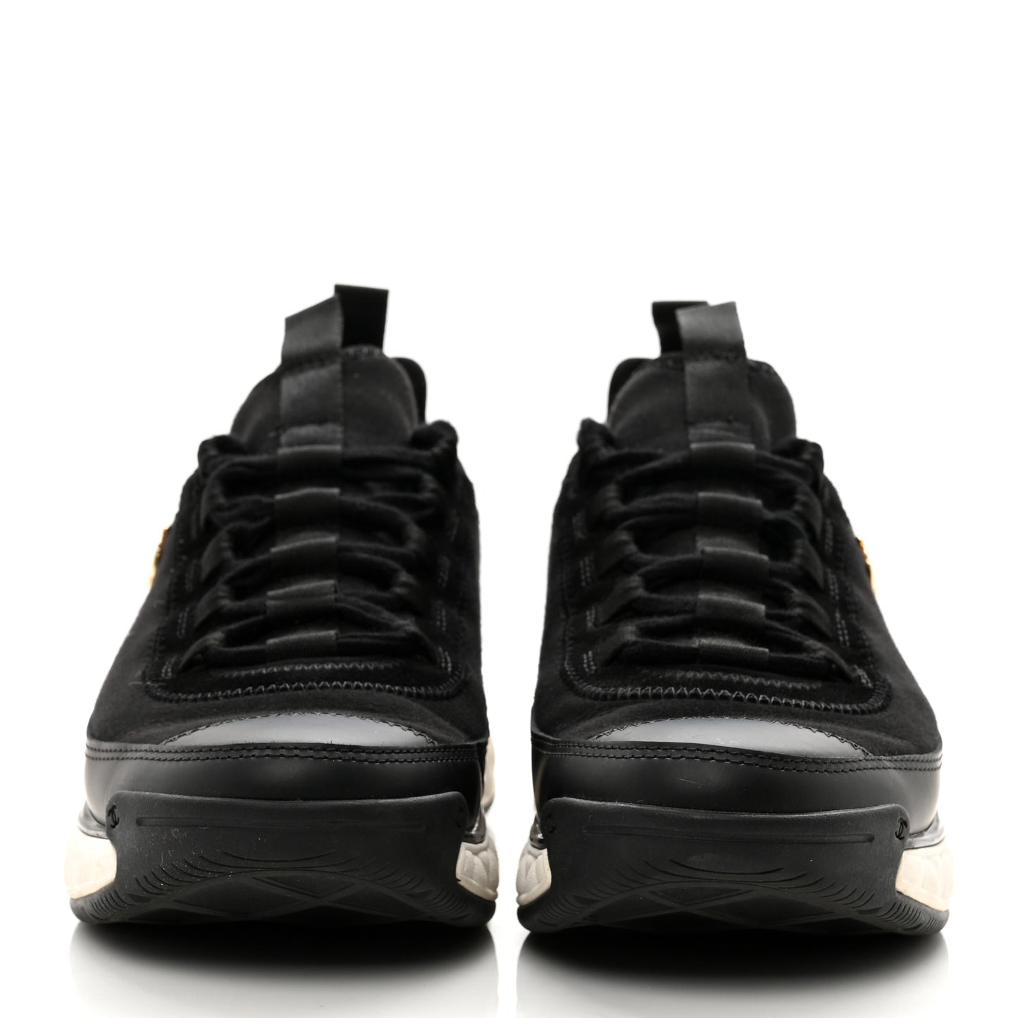 Velvet Calfskin Mixed Fibers CC Sneakers 36.5 Black