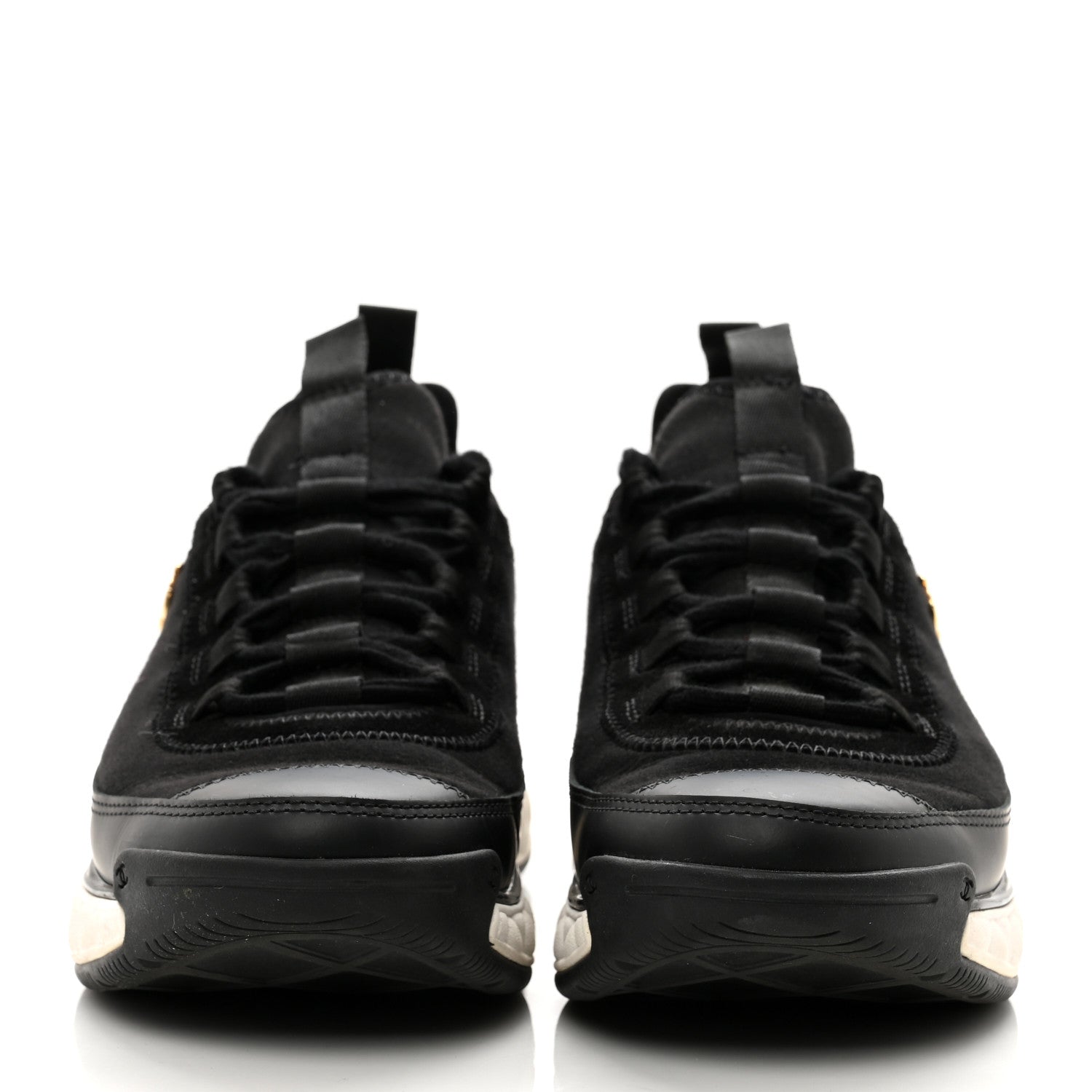 Chanel Velvet Calfskin Mixed Fibers CC Sneakers 36.5 Black 2 of 10