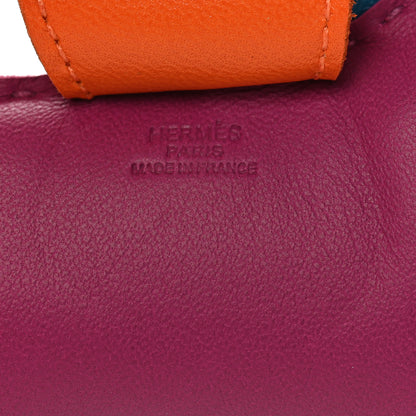 Hermes Milo Lambskin Grigri Rodeo Horse Bag Charm MM Tosca Bleu Izmir Orange 3 of 4