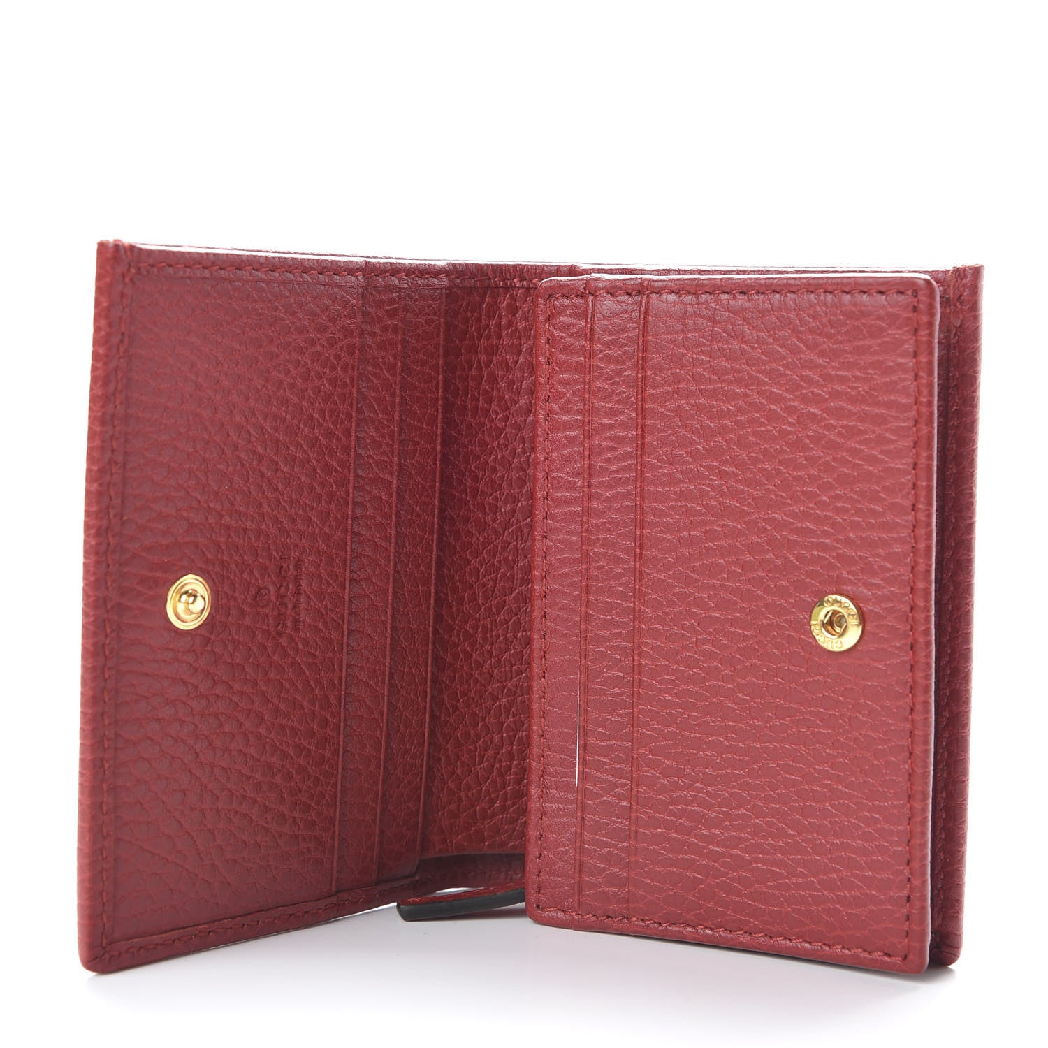 Gucci Pebbled Calfskin GG Marmont Card Case Hibiscus Red 5 of 7