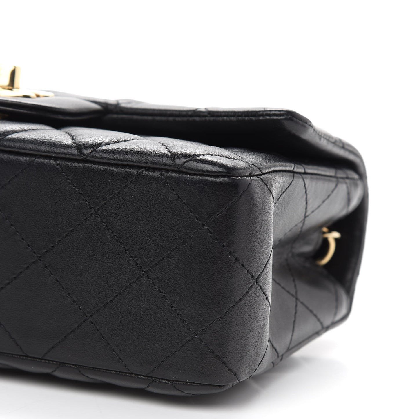 Lambskin Quilted Mini Rectangular Flap Black