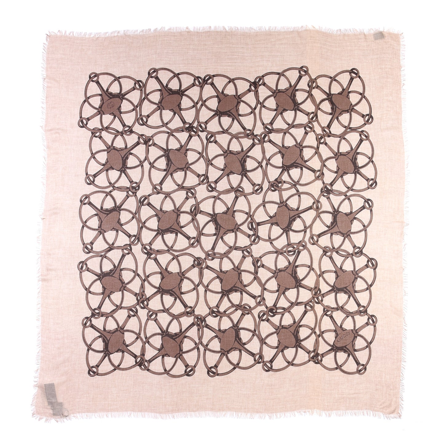 Modal Wool Hildash Square Shawl Beige Dark Brown