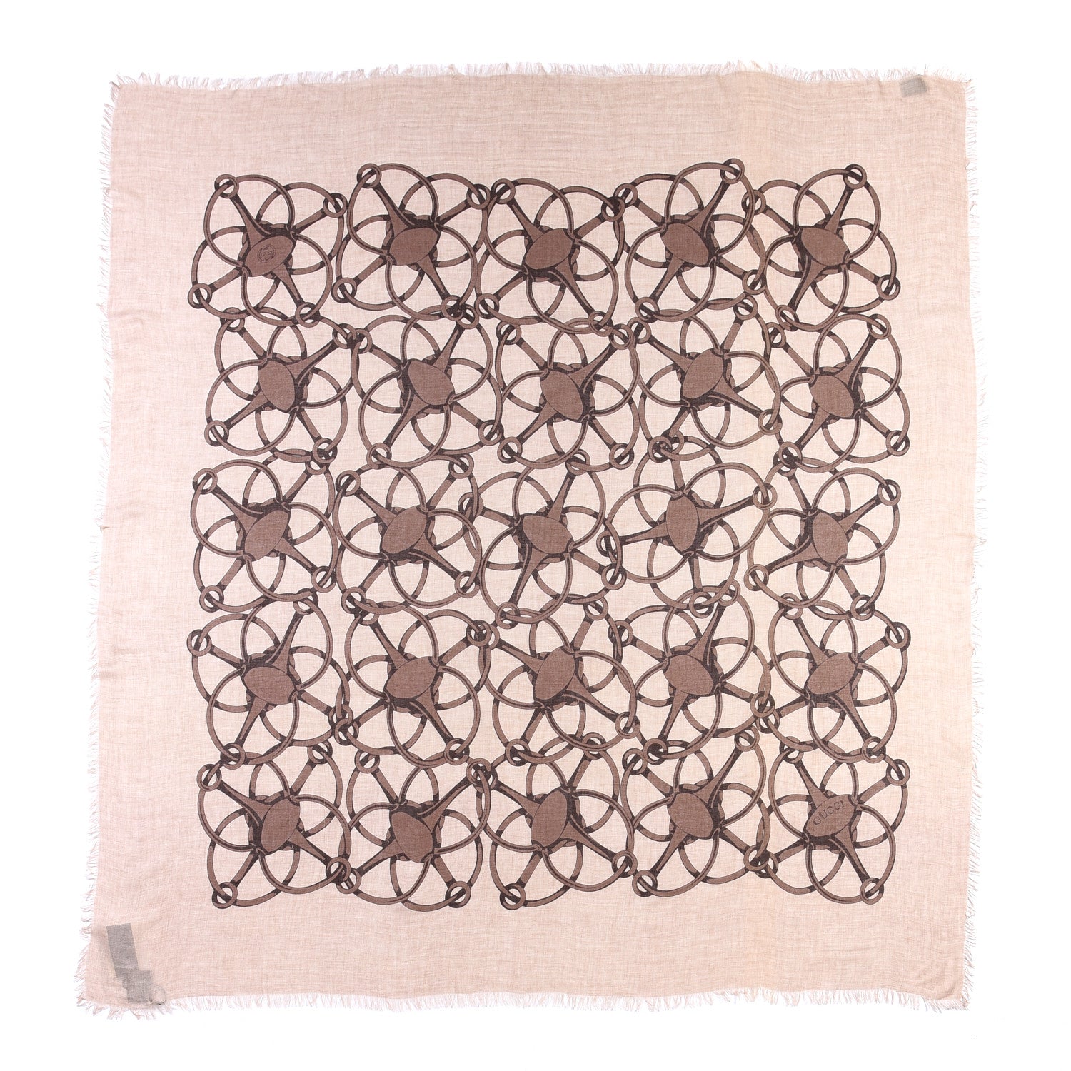 Gucci Modal Wool Hildash Square Shawl Beige Dark Brown 1 of 4