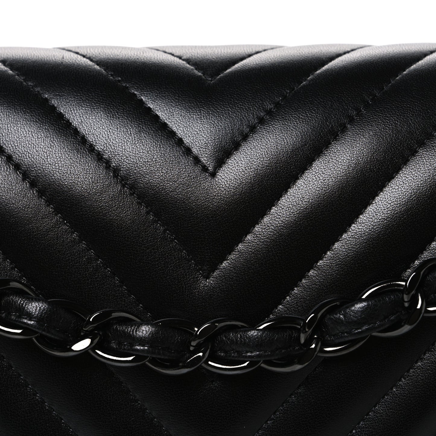 Lambskin Chevron Quilted Jumbo Double Flap So Black