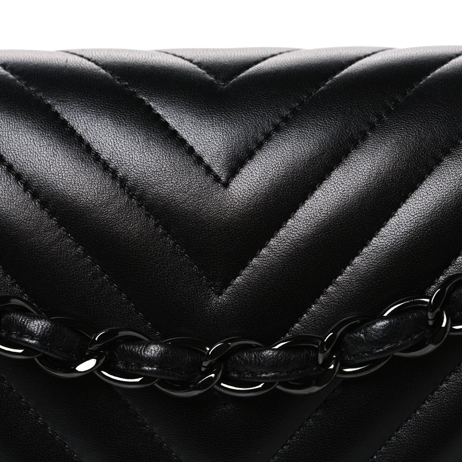 Chanel Lambskin Chevron Quilted Jumbo Double Flap So Black 8 of 11