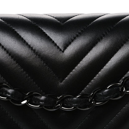 Chanel Lambskin Chevron Quilted Jumbo Double Flap So Black 8 of 11
