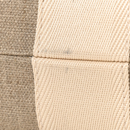 Chloe Linen Canvas Calfskin Blanket Stitched Medium Woody Ribbon Tote White Multicolor 10 of 10