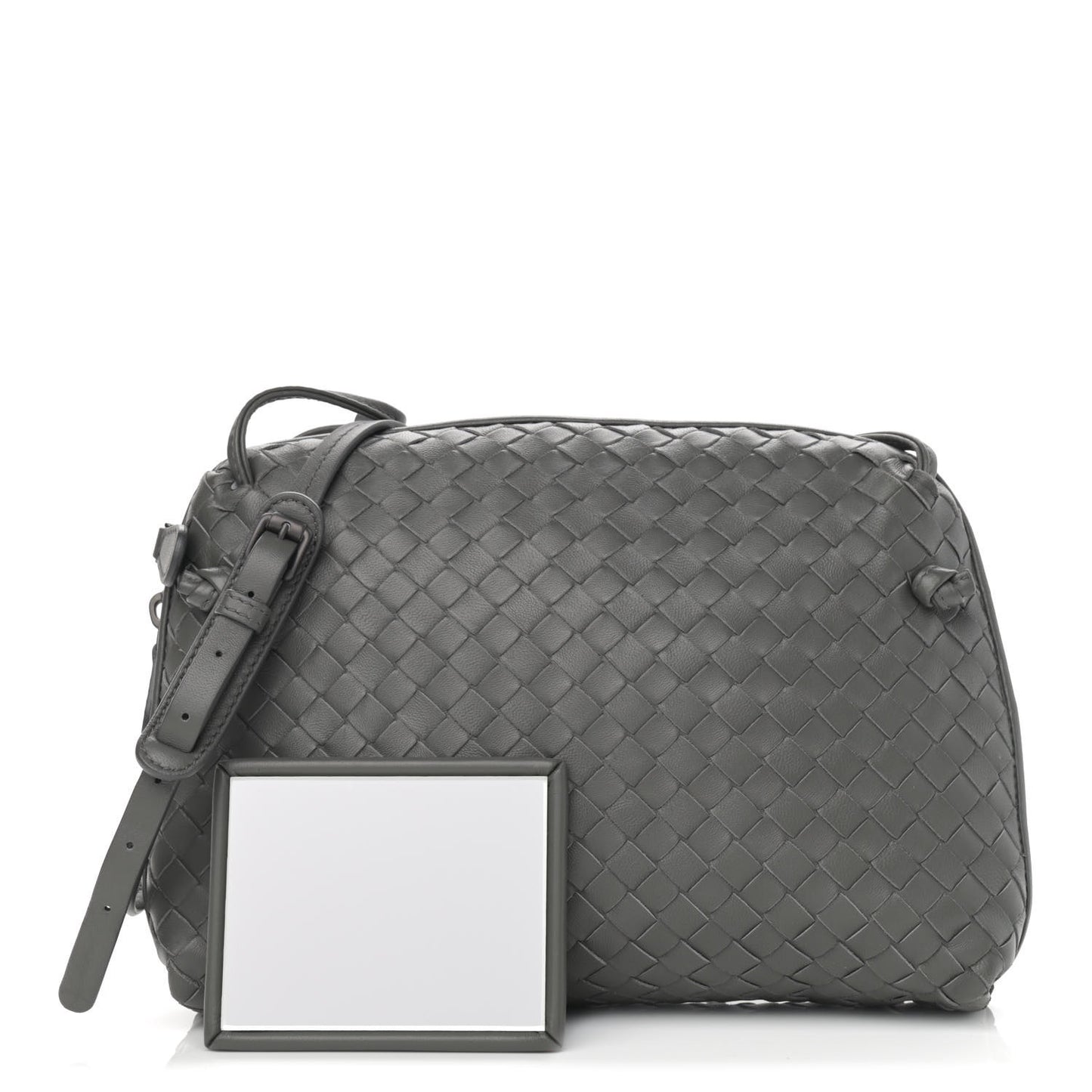 Nappa Intrecciato Nodini Crossbody Messenger Light Grey