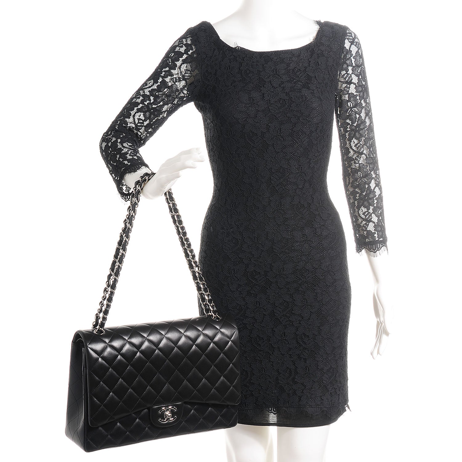 Chanel Lambskin Quilted Maxi Double Flap Black 2 of 10
