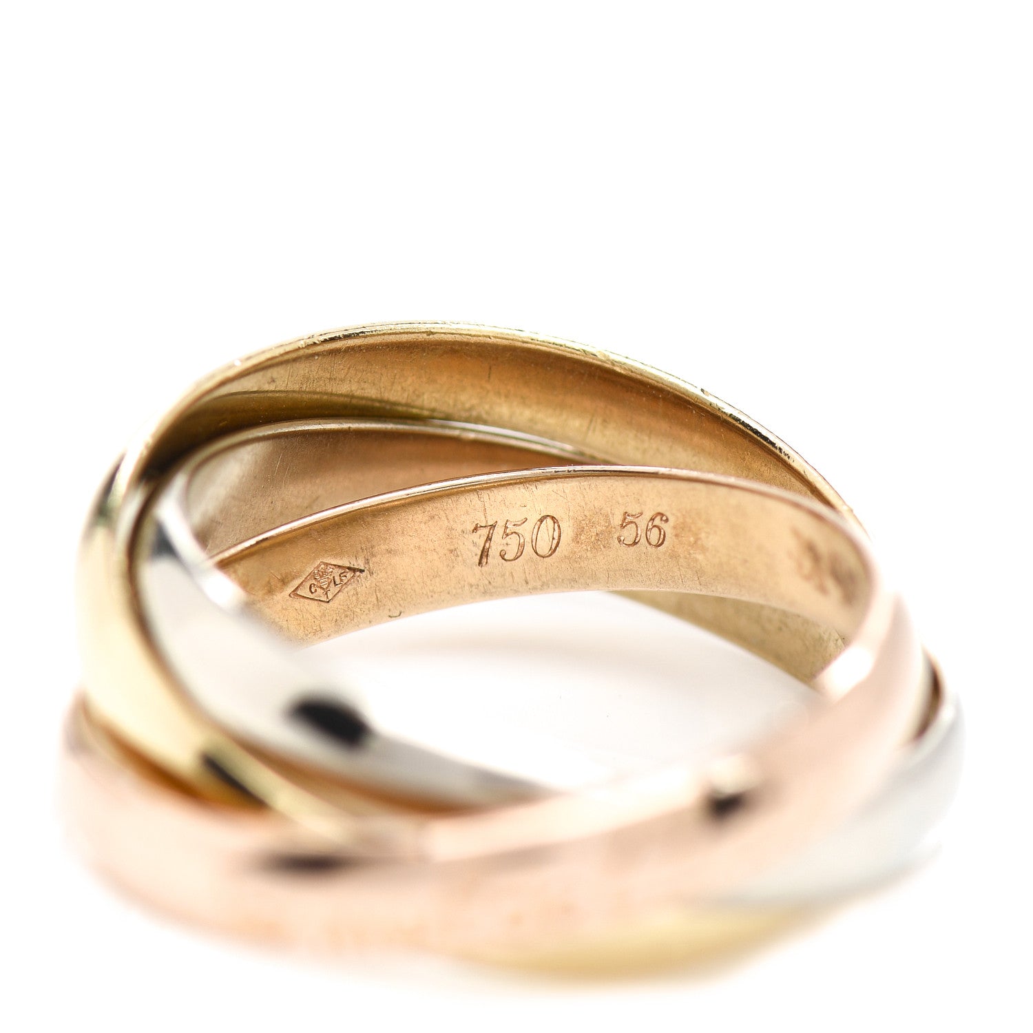 Cartier 18K Pink Yellow White Gold Classic Les Must De Cartier Trinity Ring 56 7.5 4 of 4