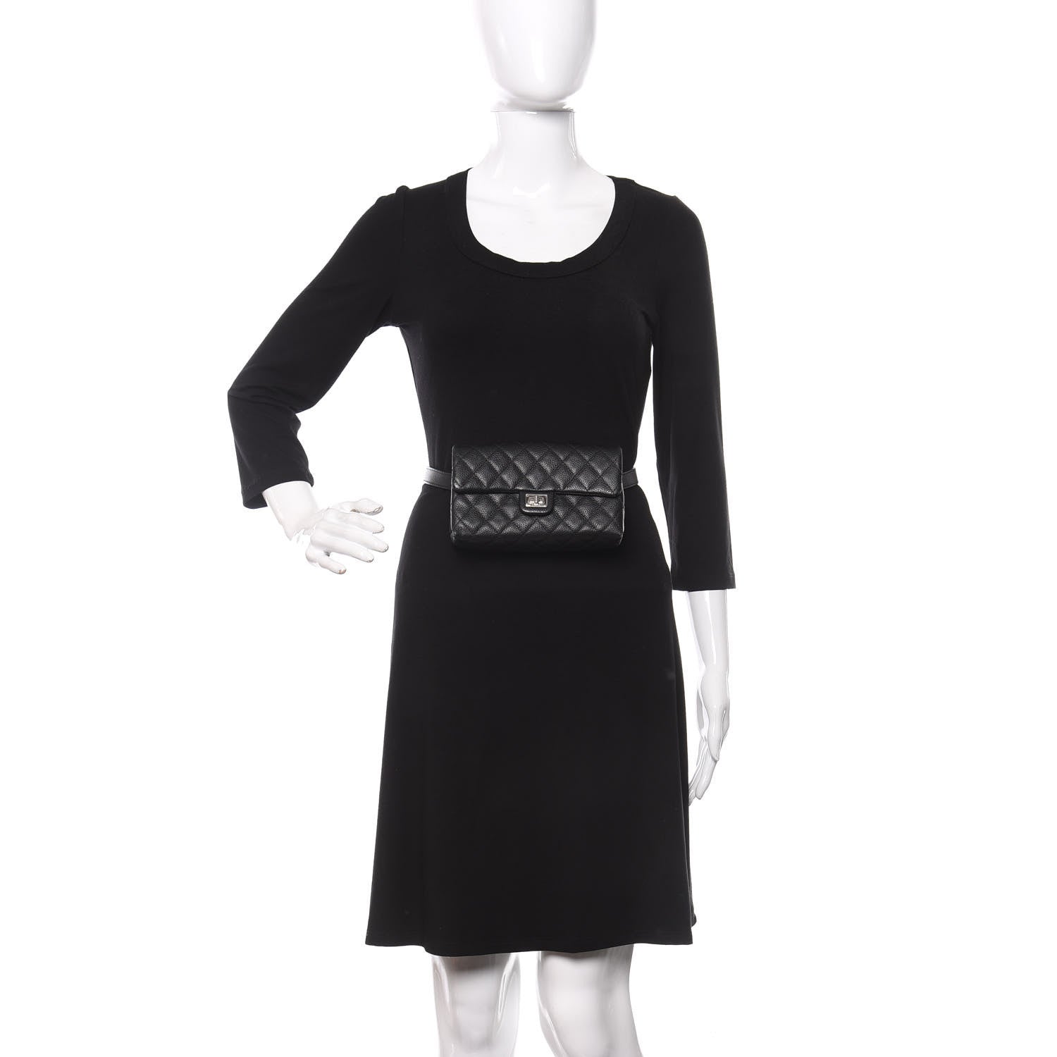 Chanel Grained Calfskin Quilted 2.55 Reissue Flap Belt Bag Clutch Black 3 of 10