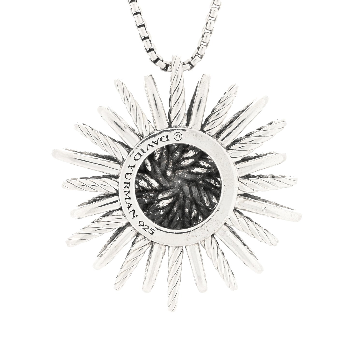 Sterling Silver Diamond Large Starburst Pendant Necklace