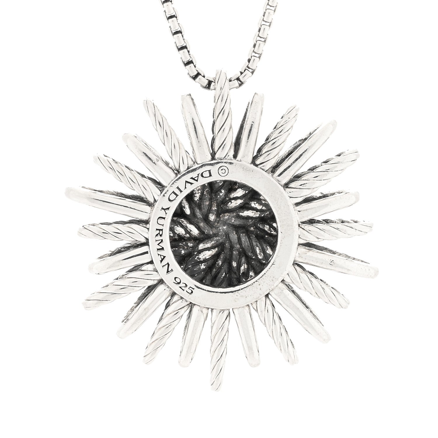 David Yurman Sterling Silver Diamond Large Starburst Pendant Necklace 3 of 4